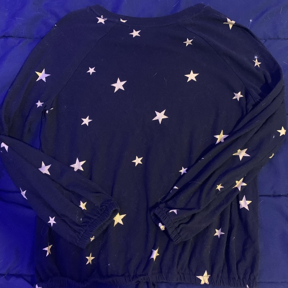 A blue long sleeve shirt